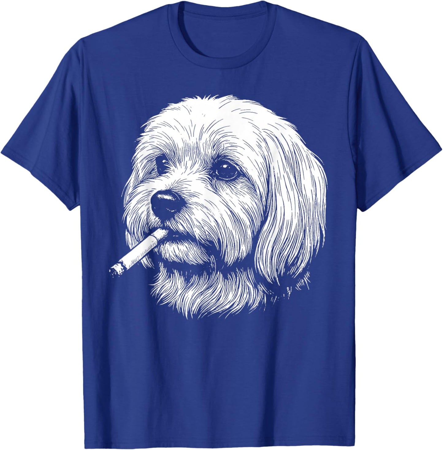 Funny Smoking Dog Meme Maltese Smoking Meme Cigarette Gen Z T-Shirt - T-Shirt | Royal