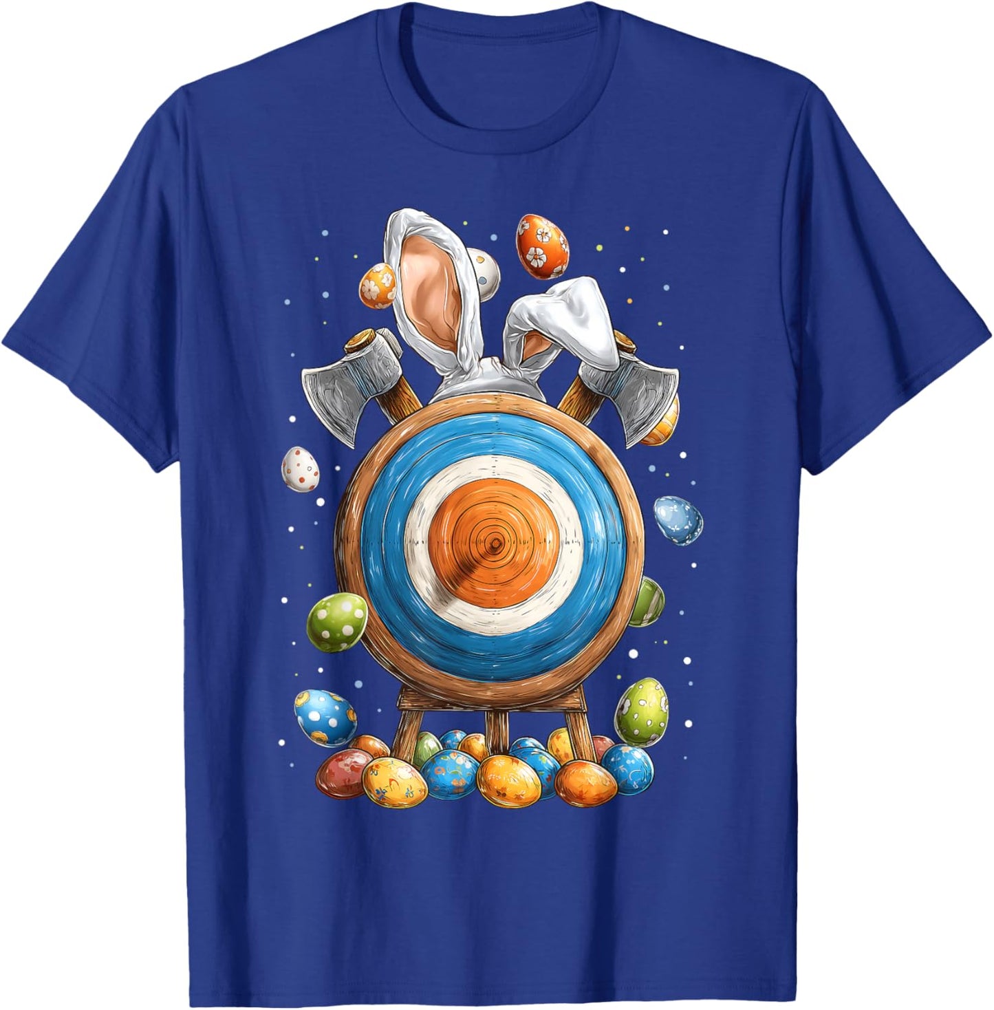 Axe Throwing Axe Thrower Easter Rabbit Eggs Bunny Ears T-Shirt - T-Shirt | Royal