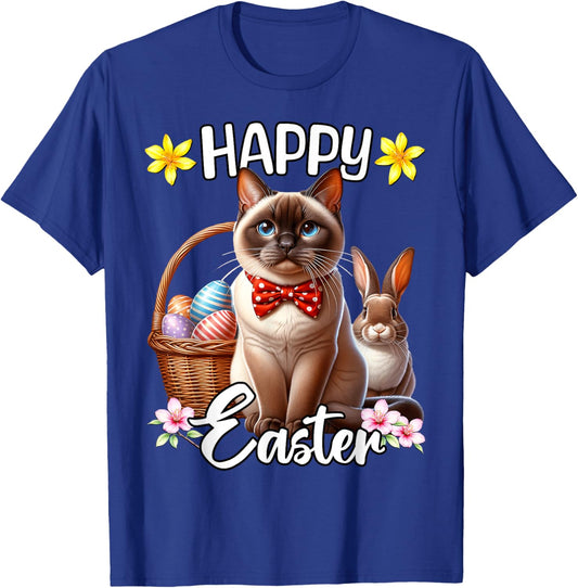 Siamese Cat Happy Easter Cute Siamese Cat T-Shirt - T-Shirt | Royal