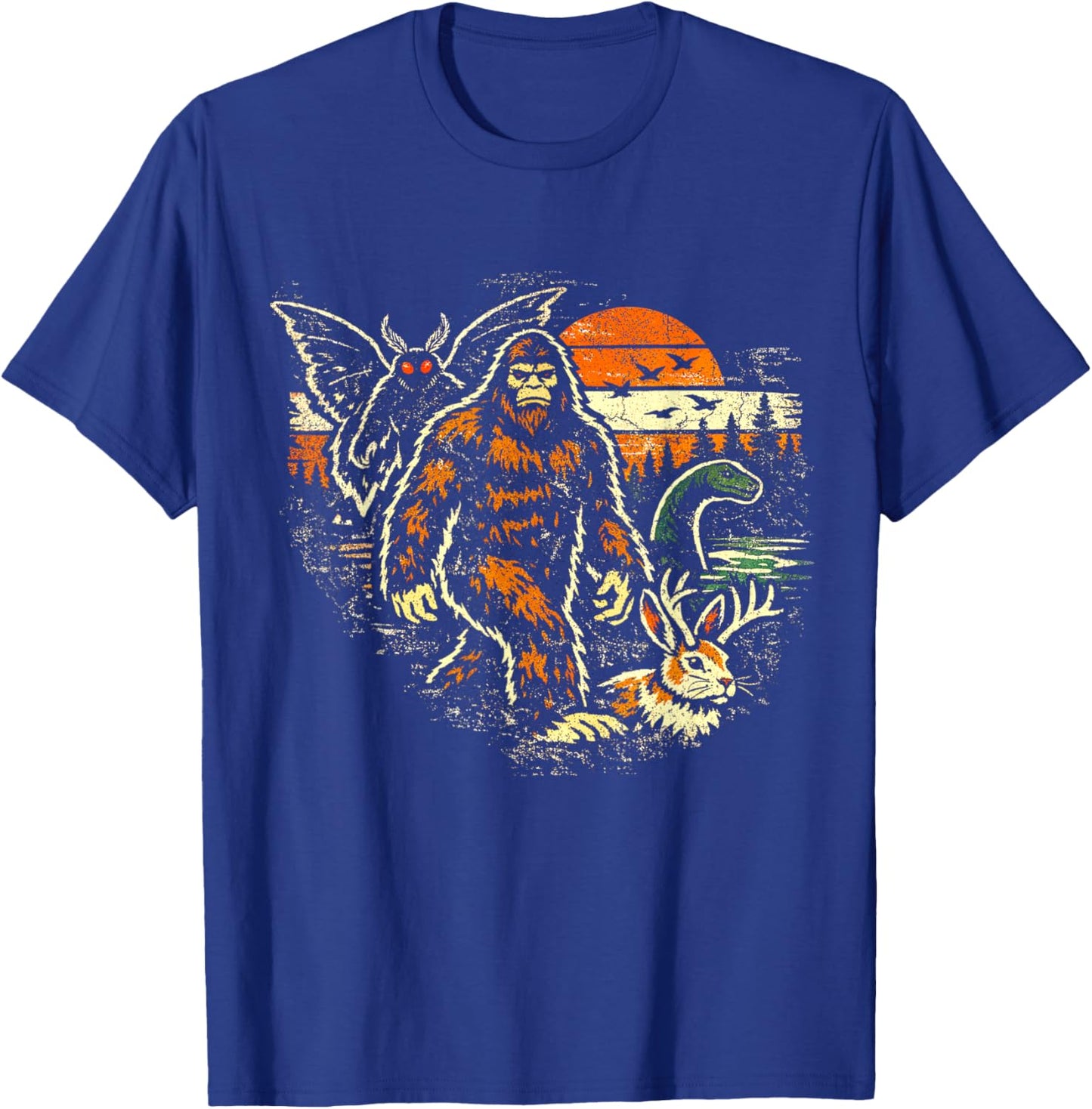 Bigfoot Sasquatch Loch Ness Mothman Funny Cryptid T-Shirt - T-Shirt | Royal