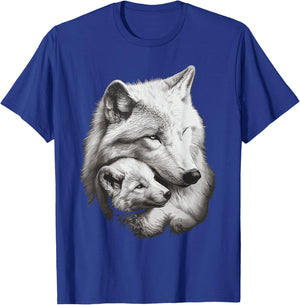 Wolf and Wolf Cub Men Wolf Lover Women Girls Cute Wolf T-Shirt - T-Shirt | Royal