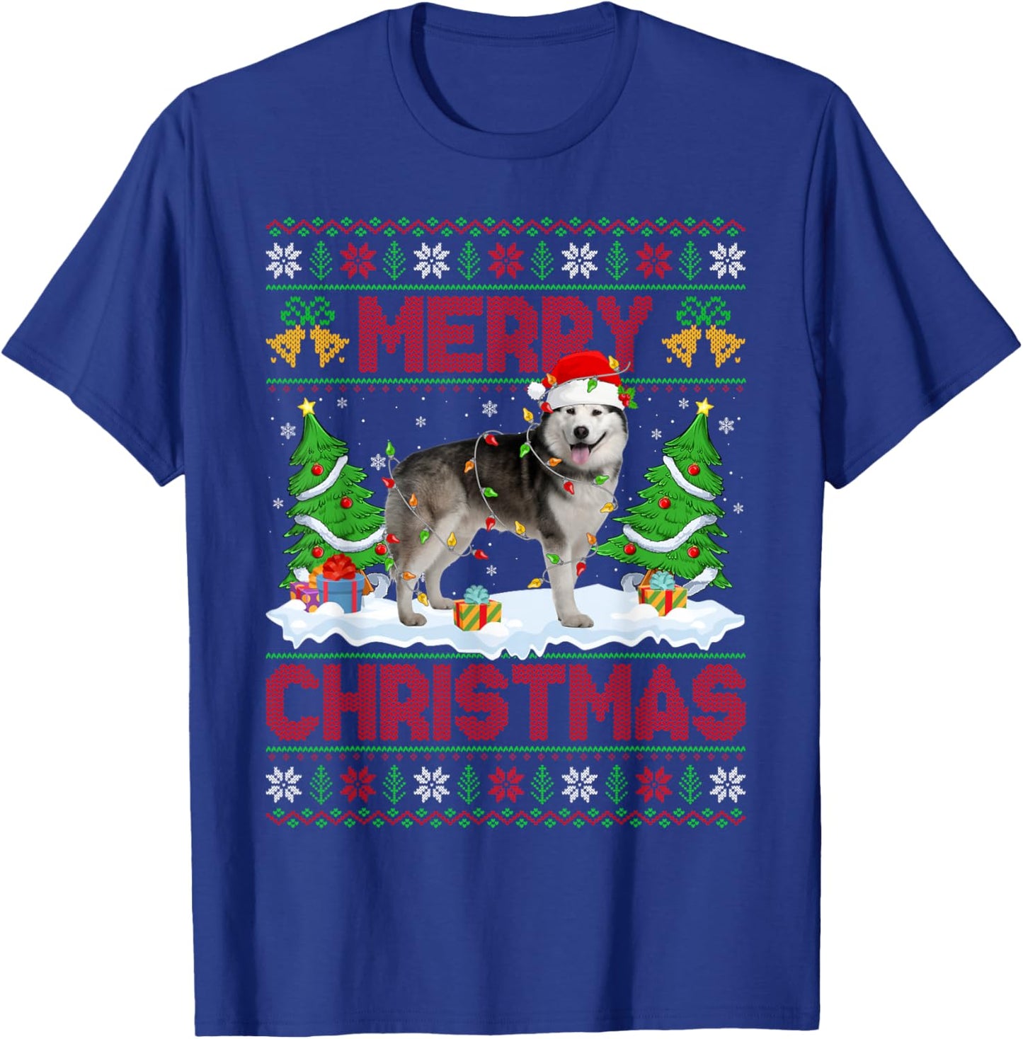 Alaskan Malamute Ugly Xmas Sweater Funny Pet Dog Christmas T-Shirt - T-Shirt | Royal