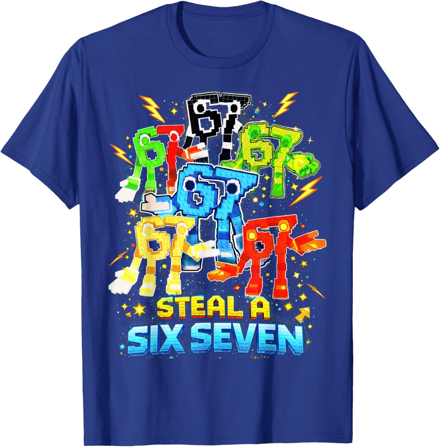 Funny 67 Steal A Six Seven Italian Brainrot Gift Boy Kid T-Shirt - T-Shirt | Royal