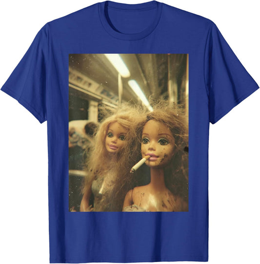 Funny Disgusting Doll face Meme Smoking Y2K Sarcastic Gift T-Shirt - T-Shirt | Royal