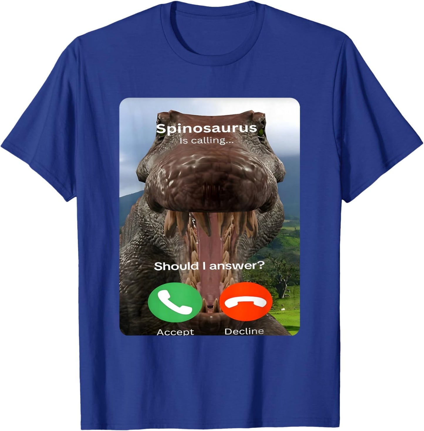 Spinosaurus Calling Funny Dinosaur Meme Gifts Women T-Shirt - T-Shirt | Royal