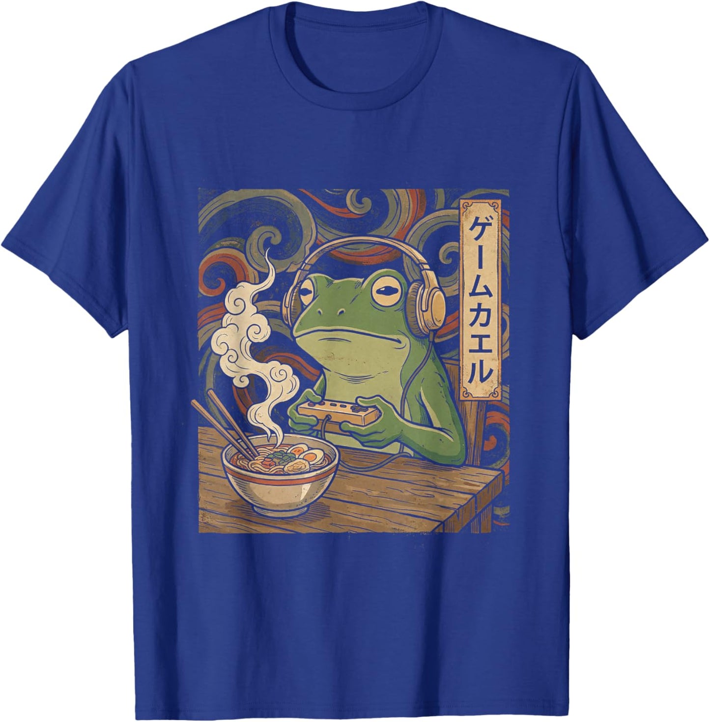 Japanese Gamer Frog Art Men Women Boys Ramen Gaming T-Shirt - T-Shirt | Royal
