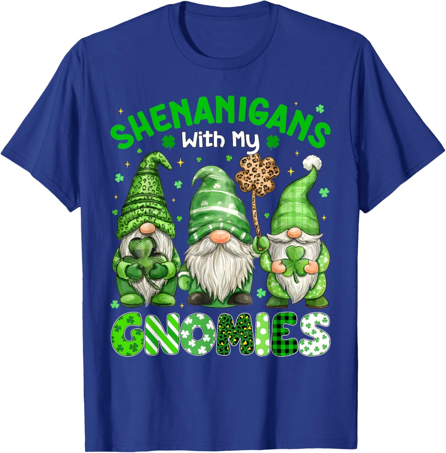 Shenanigans with My Gnomies Leopard Plaid St Patricks Women T-Shirt - T-Shirt | Royal