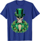 Vintage St Patrick Skull Gothic Irish Biker Shamrock Top Hat T-Shirt - T-Shirt | Royal