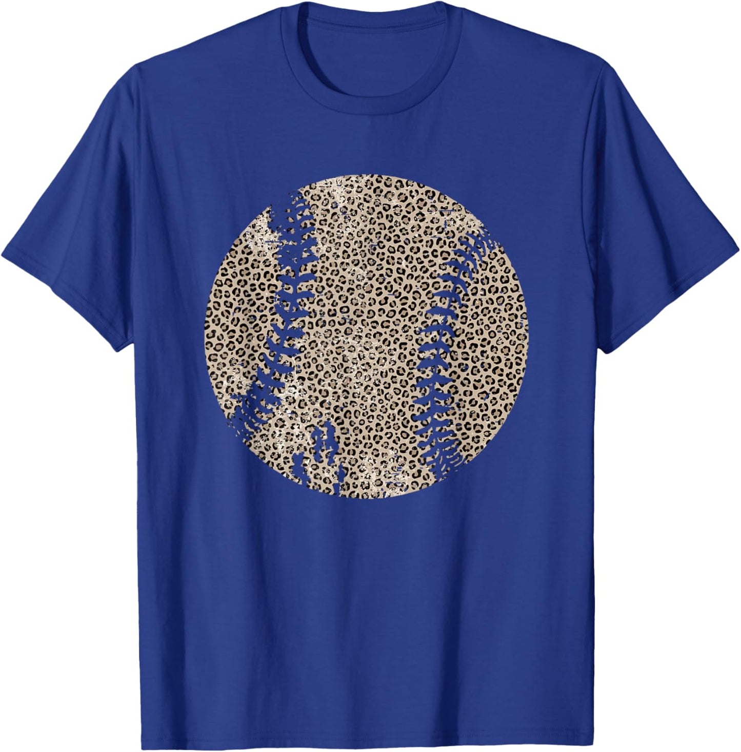 Vintage Leopard Baseball Softball Mama Funny Game Day Sport T-Shirt - T-Shirt | Royal