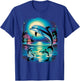 Vintage Retro 90s Airbrushed Dolphins in Ocean Sunset T-Shirt - T-Shirt | Royal