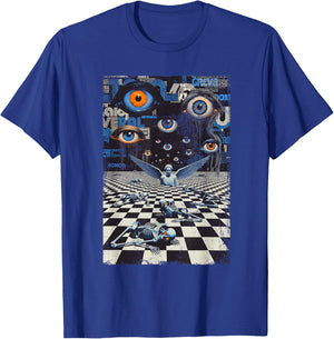 Weirdcore Eyes Skeleton Glitch Art Surreal Checkered Floor T-Shirt - T-Shirt | Royal