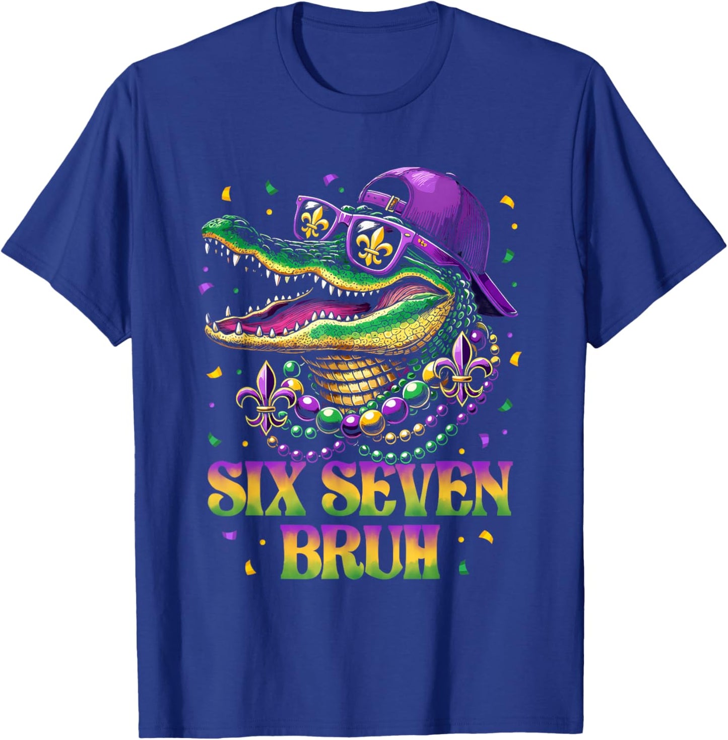 Mardi Gras Six Seven Bruh Mardigator Alligator 6 7 Meme Boys T-Shirt - T-Shirt | Royal