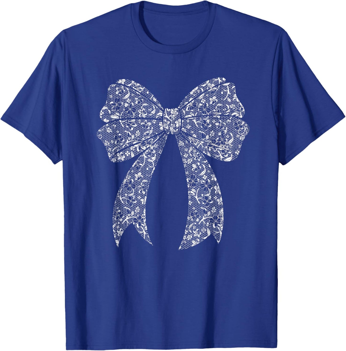 White Lace Bow Vintage Floral Coquette Aesthetic T-Shirt - T-Shirt | Royal
