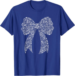 White Lace Bow Vintage Floral Coquette Aesthetic T-Shirt - T-Shirt | Royal