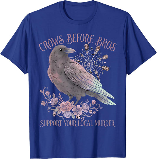 Crow Before Bros Support Your Local Murder Pastel Goth Skull T-Shirt - T-Shirt | Royal