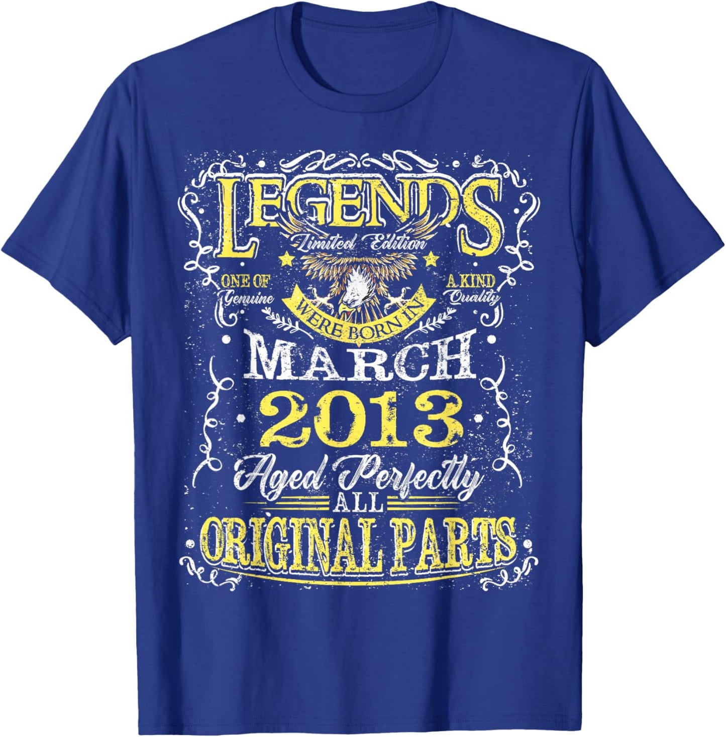 13th Birthday Gift Legend Born in March 2013 13 Yrs Old T-Shirt - T-Shirt | Royal
