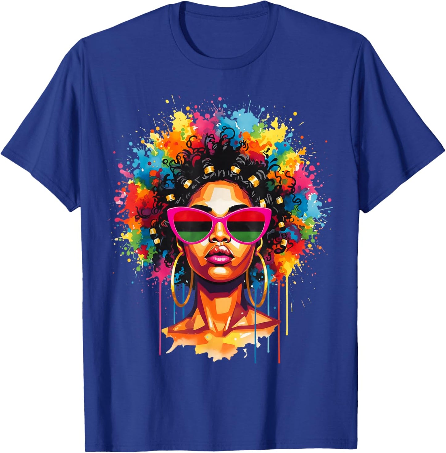 Black Queen Dripping Afro Melanin Black History Juneteenth T-Shirt - T-Shirt | Royal
