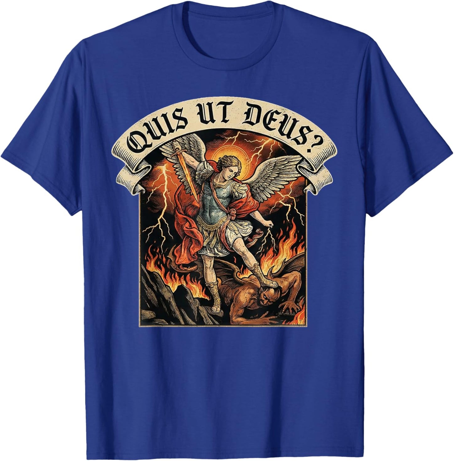 Who is Like God Quis Ut Deus Archangel Michael Christian T-Shirt - T-Shirt | Royal