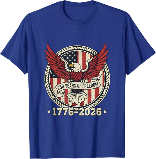 250 Anniversary USA Eagle 1776 2026 Freedom Vintage T-Shirt - T-Shirt | Royal