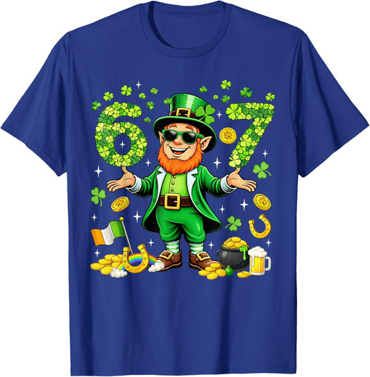 Six Seven 6 7 Meme St Patricks Day Leprechaun Boy Girl Kids T-Shirt - T-Shirt | Royal