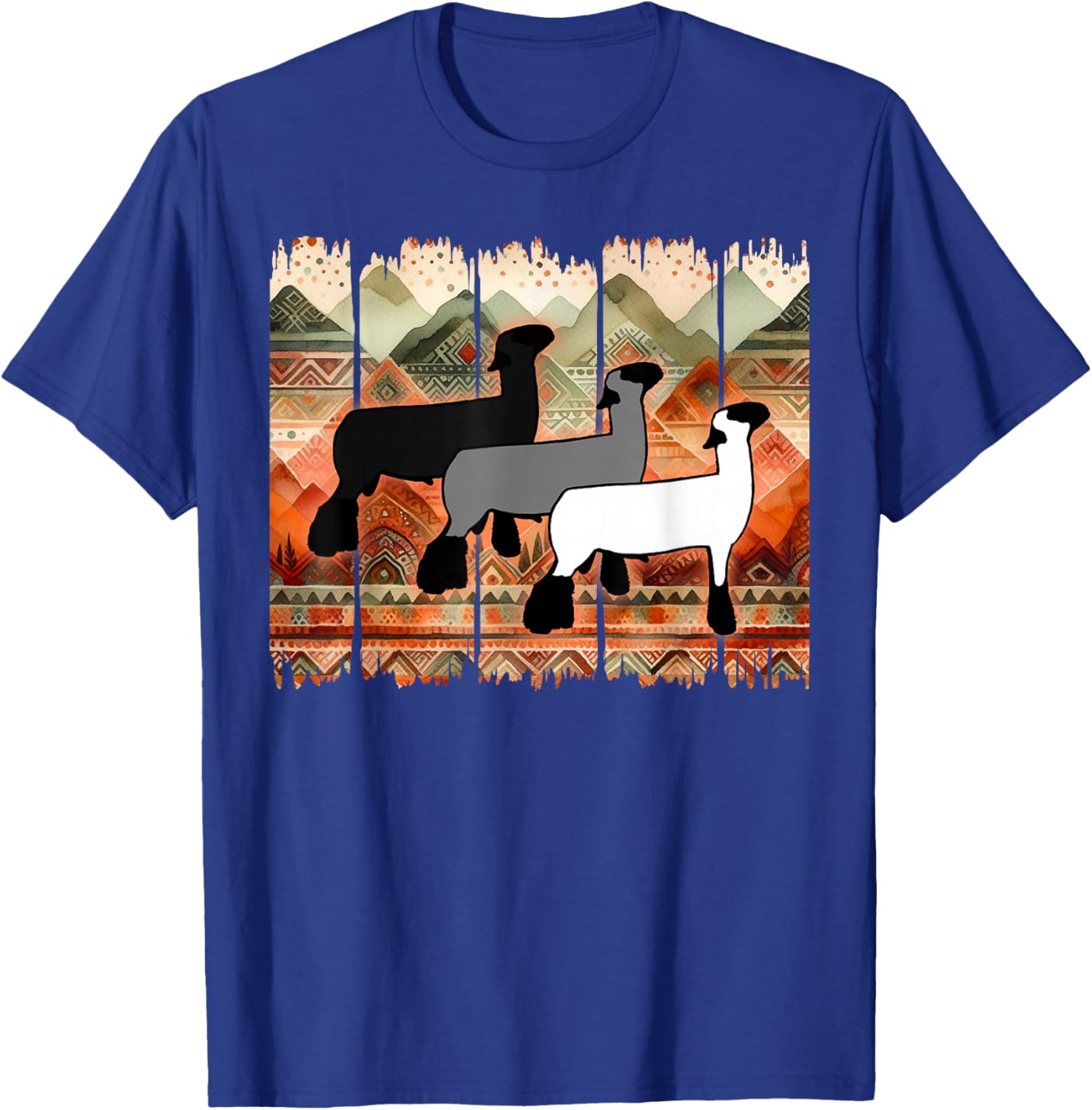 Show Club Lamb with Southwestern Inspired Pattern T-Shirt - T-Shirt | Royal