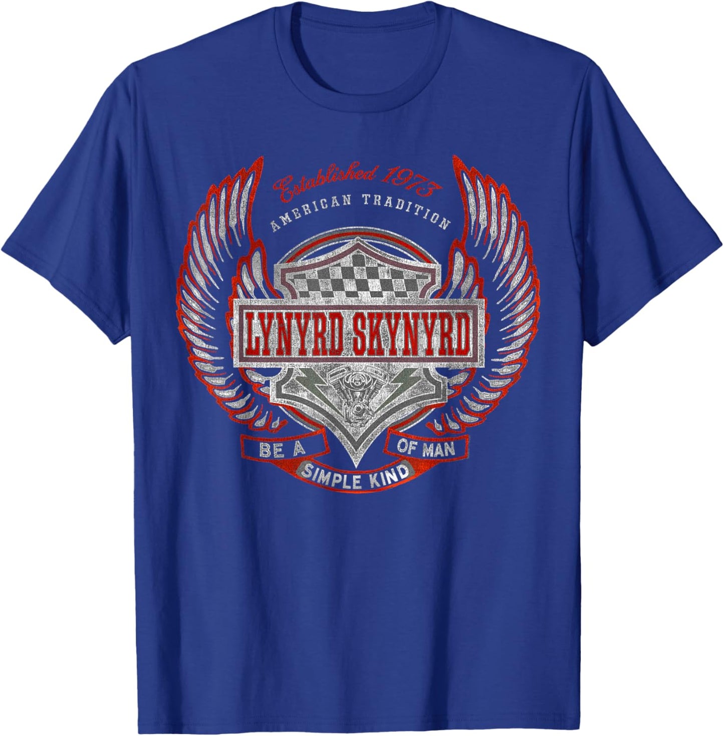 Lynyrd Skynyrd Simple Man 1973 Rally Race Car Biker Rock Fan T-Shirt - T-Shirt | Royal