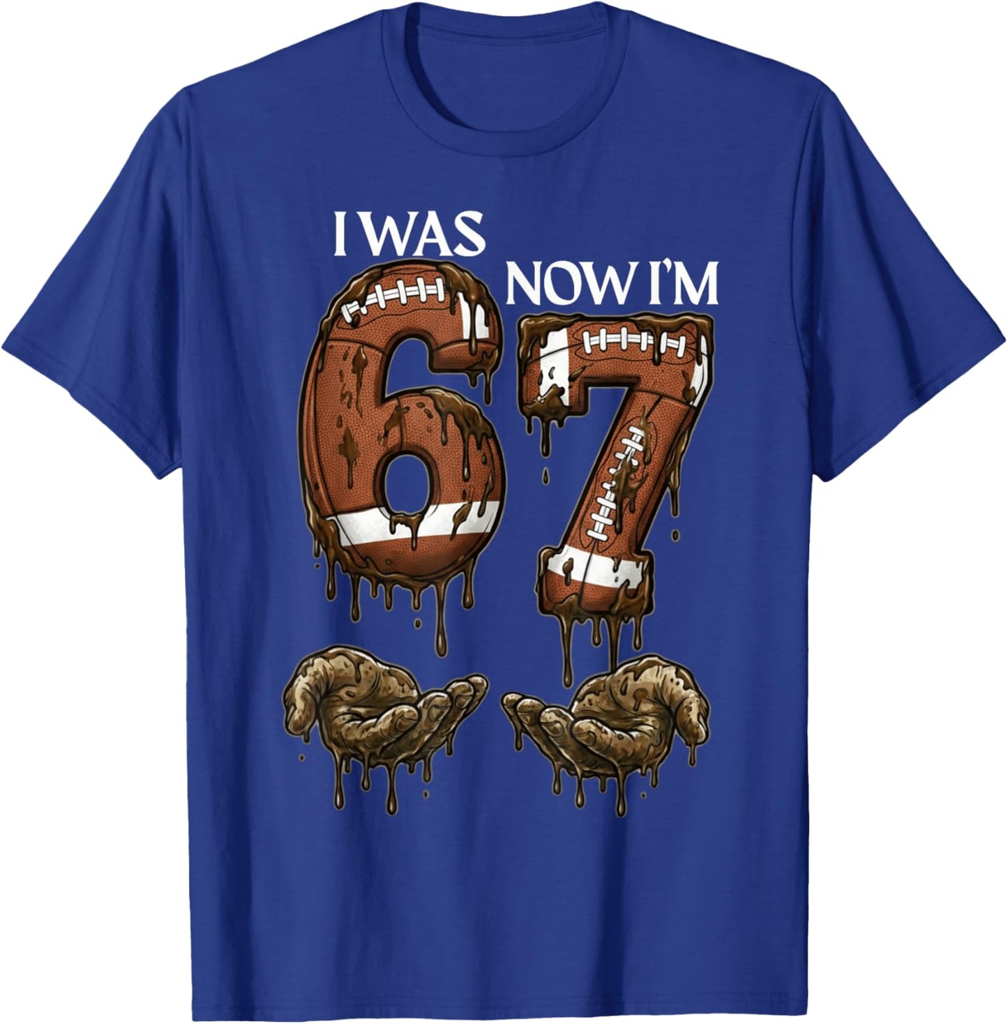 I was 6 Now I'm 7 Funny Football 6 7 Birthday Boys Girls T-Shirt - T-Shirt | Royal