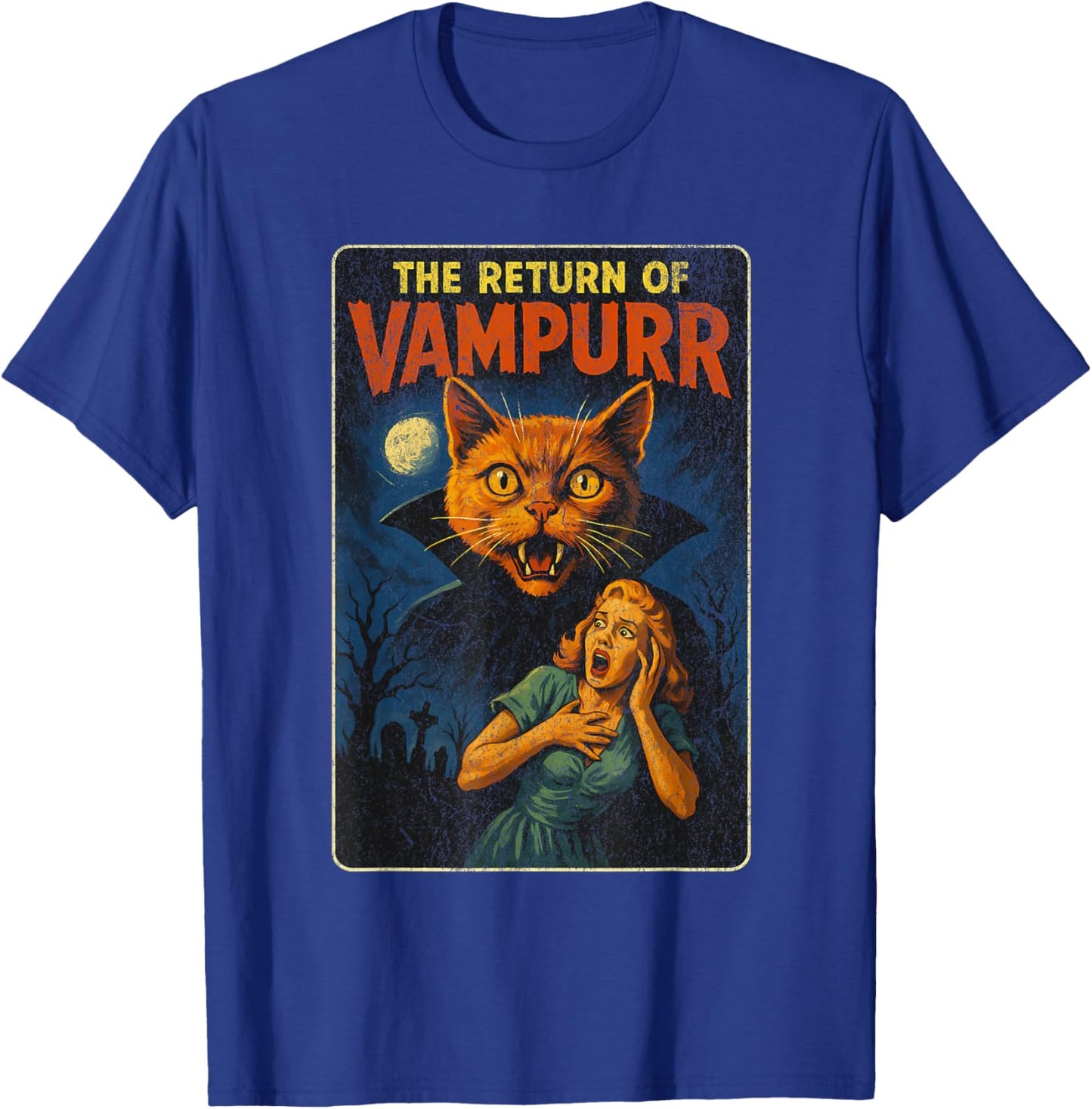 Return of Vampurr - Funny Halloween Cat T-Shirt - T-Shirt | Royal