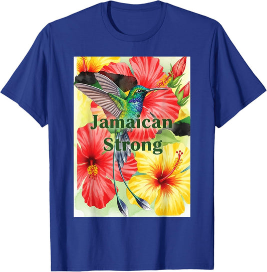 Jamaica Strong Shirt Watercolor Pride Humming Bird Design T-Shirt - T-Shirt | Royal