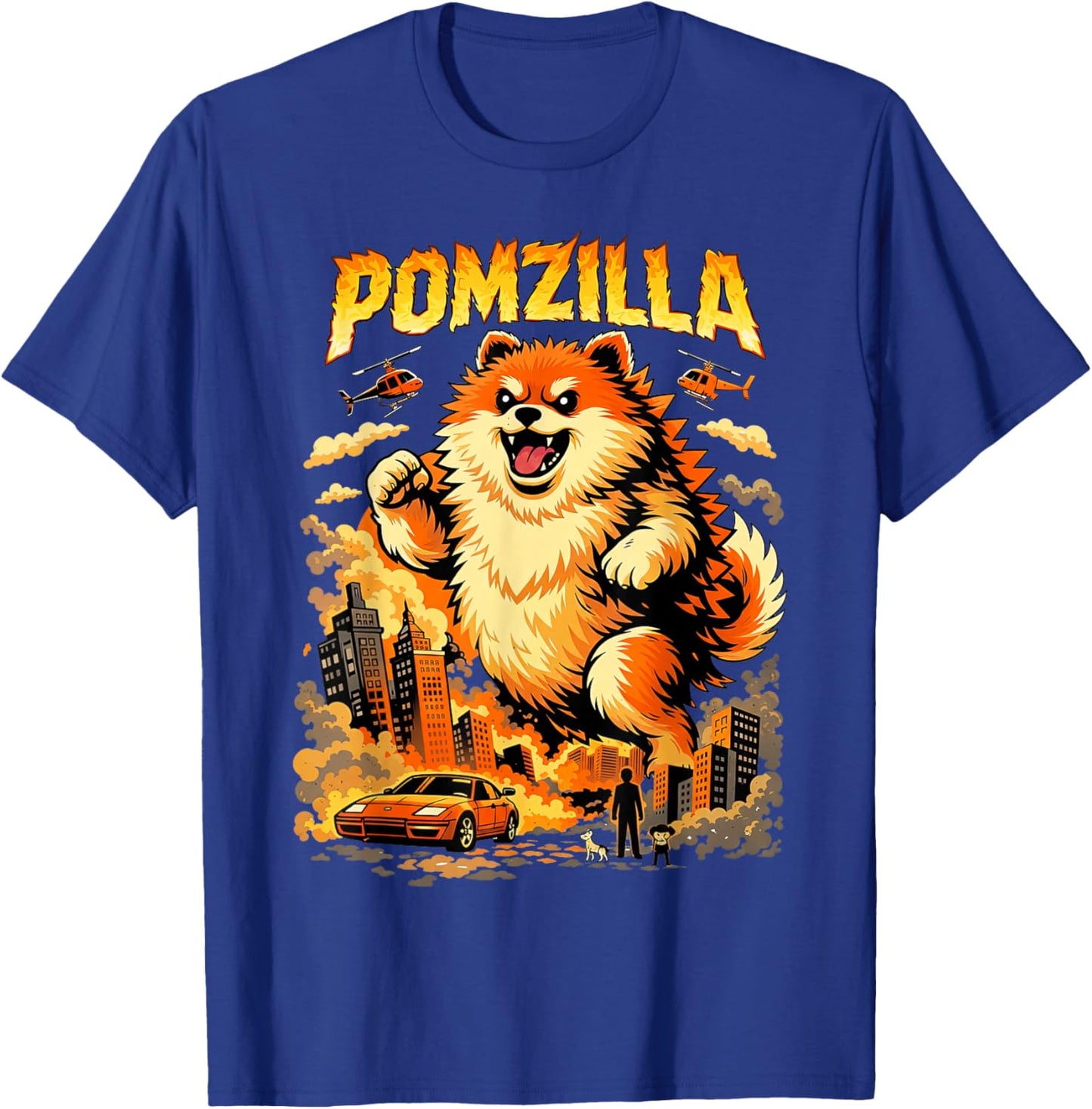 Pomzilla Pomeranian Dog Vintage Monster Pom Dog Lover T-Shirt - T-Shirt | Royal