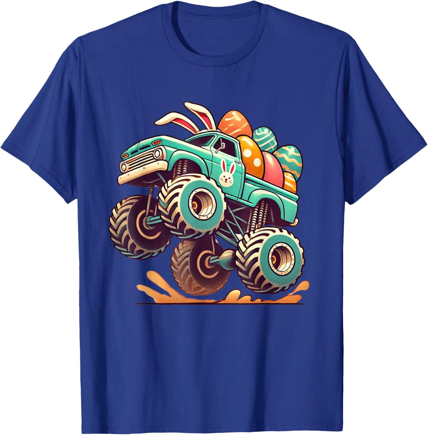Monster Truck Bunny Ears Happy Easter Day Kids Boys Funny T-Shirt - T-Shirt | Royal