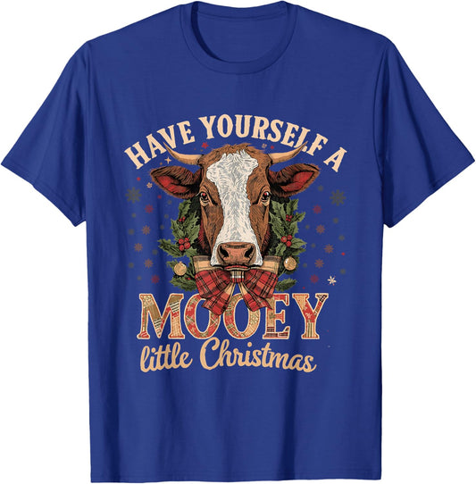 Mooey Little Christmas Cow Holiday Farm Design T-Shirt - T-Shirt | Royal