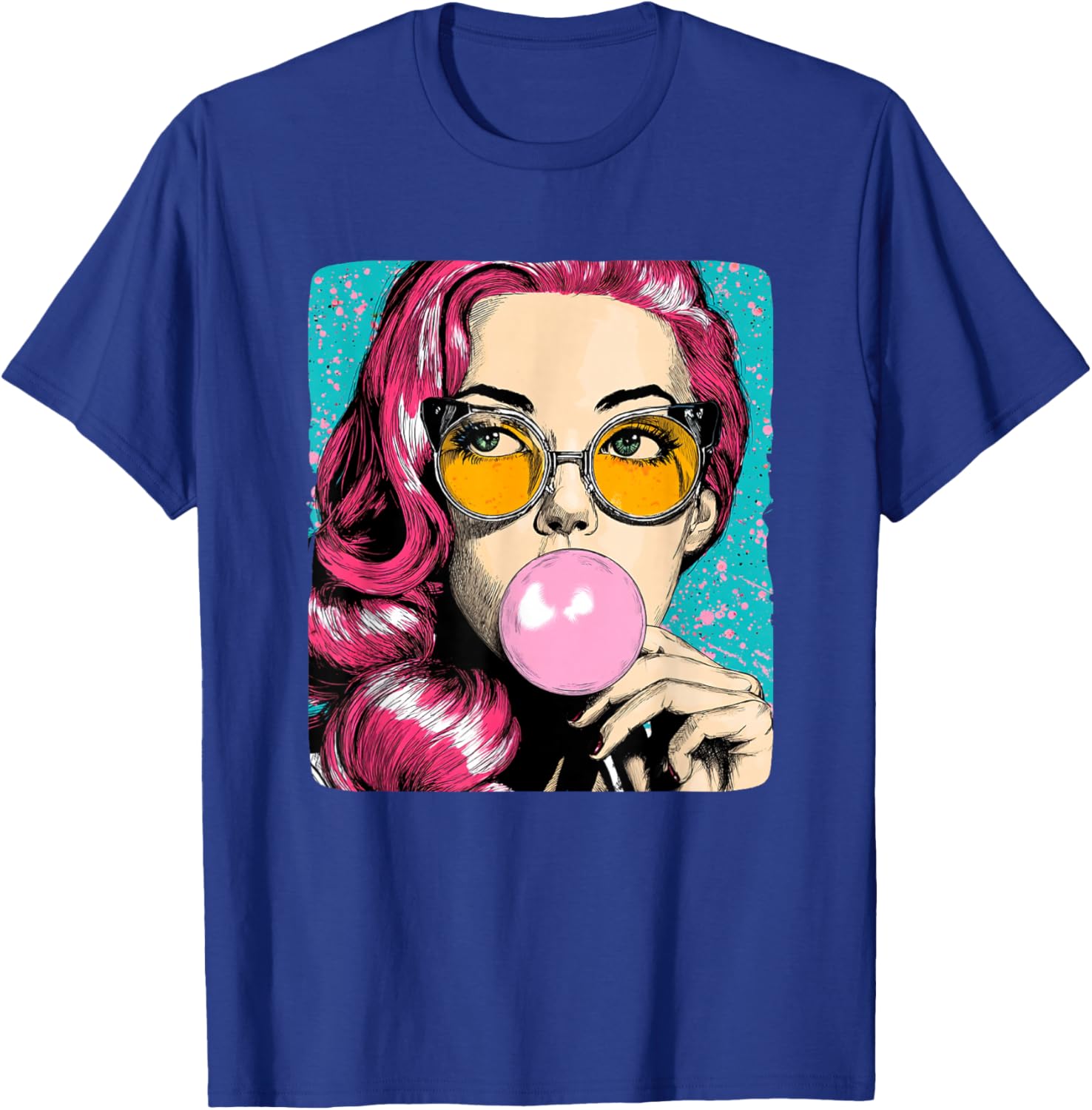 Cool Woman with Chewing Gum in Pop Art Style Costume T-Shirt - T-Shirt | Royal