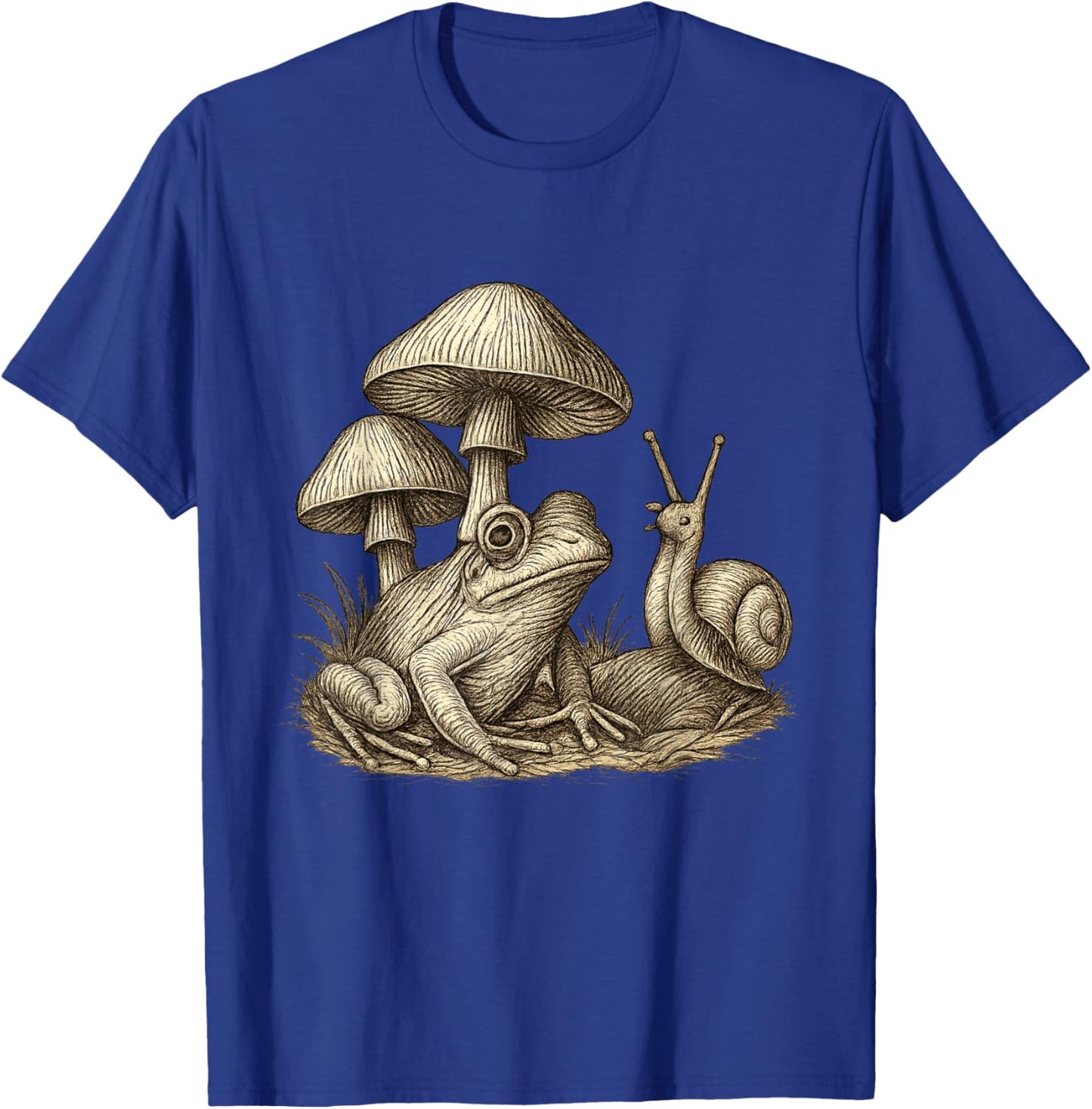 Vintage Frog Snail Mushroom Forest Forager T-Shirt - T-Shirt | Royal