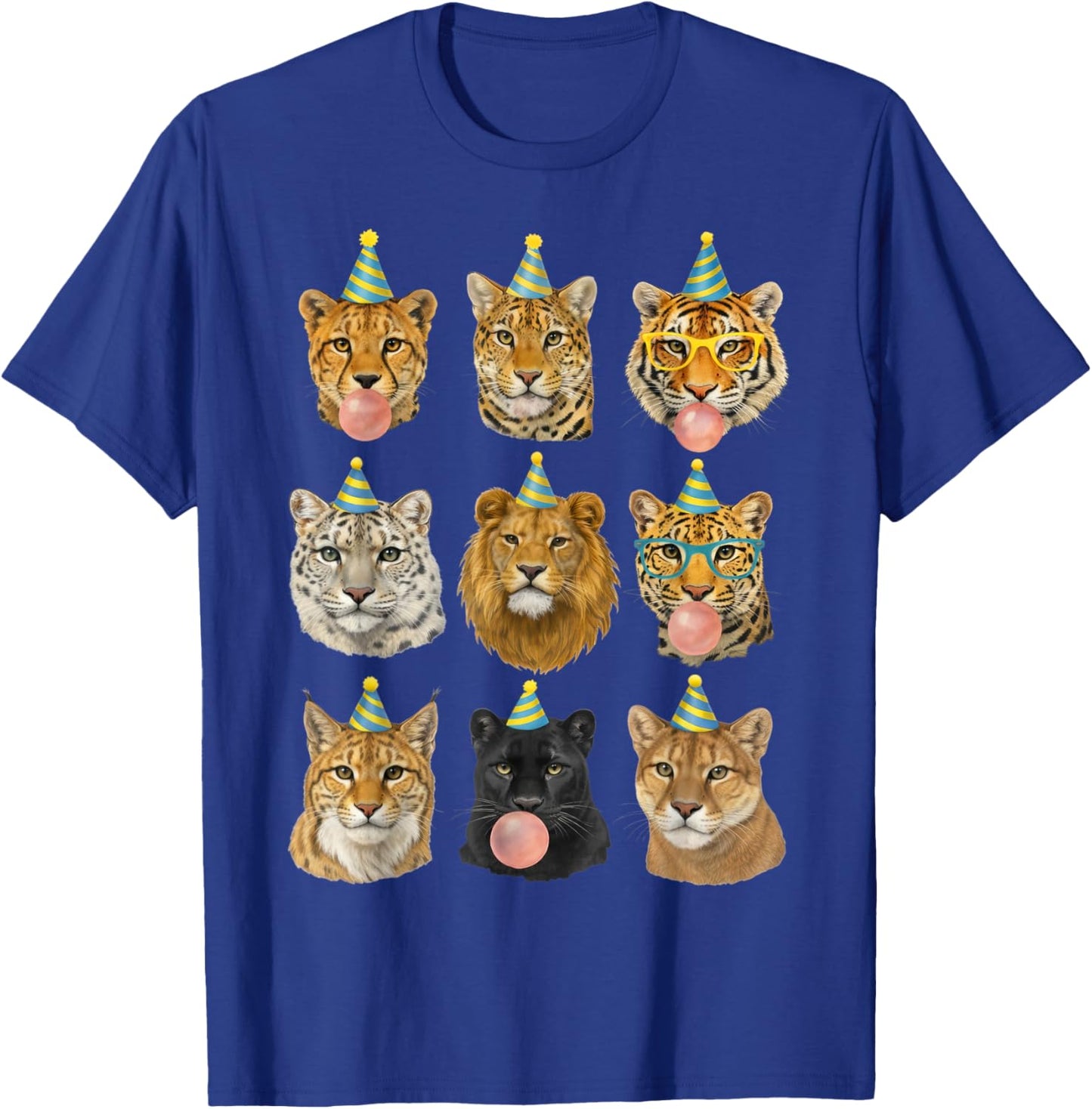 Funny Animal Birthday Party Wild Cats Zoo Birthday Boys Kids T-Shirt - T-Shirt | Royal