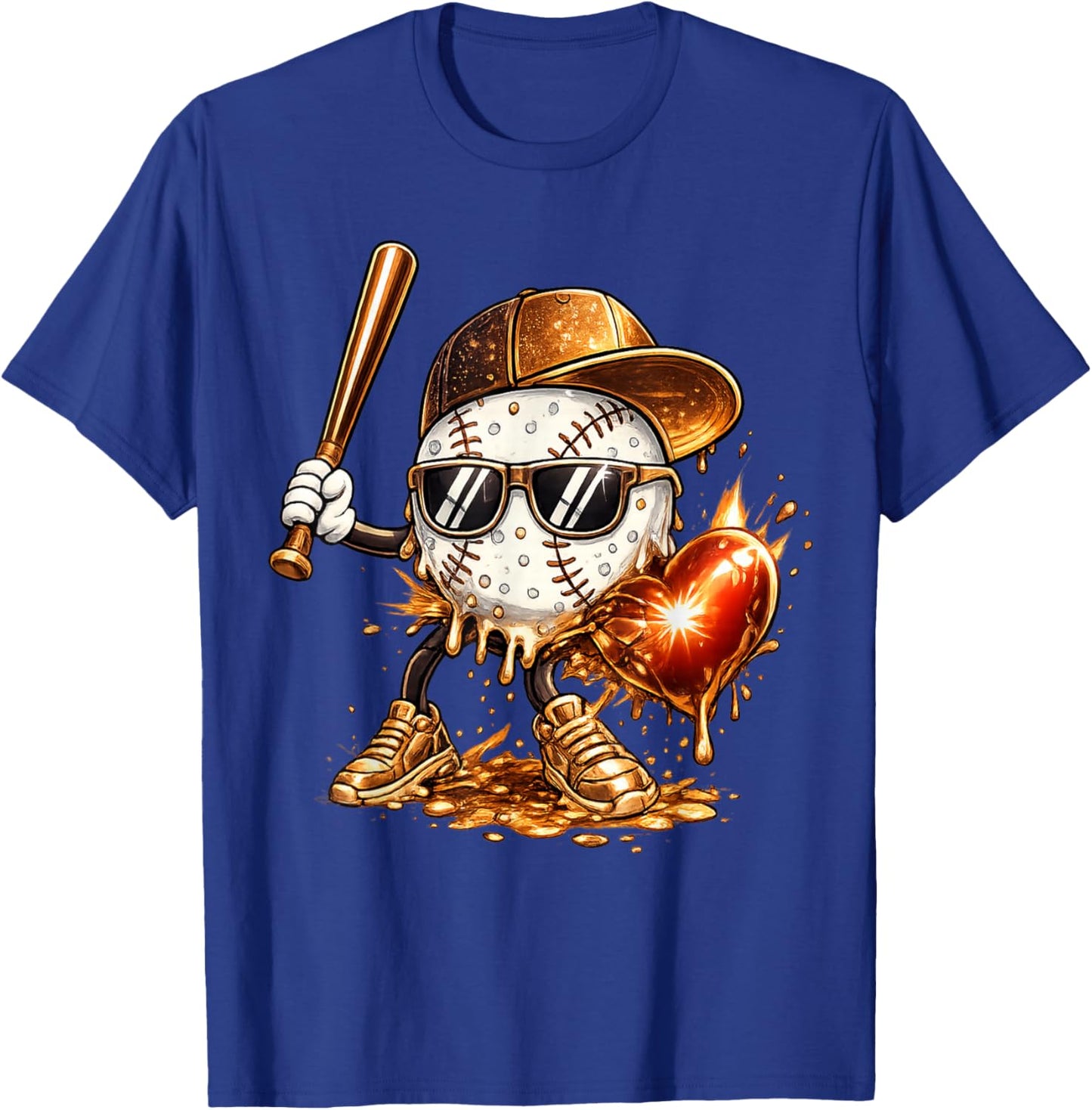 Baseball Valentine's Day Drip Ice Cream Team T-Shirt - T-Shirt | Royal