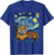 Tiger Van Gogh Style Starry Night Funny Graphic T-Shirt - T-Shirt | Royal