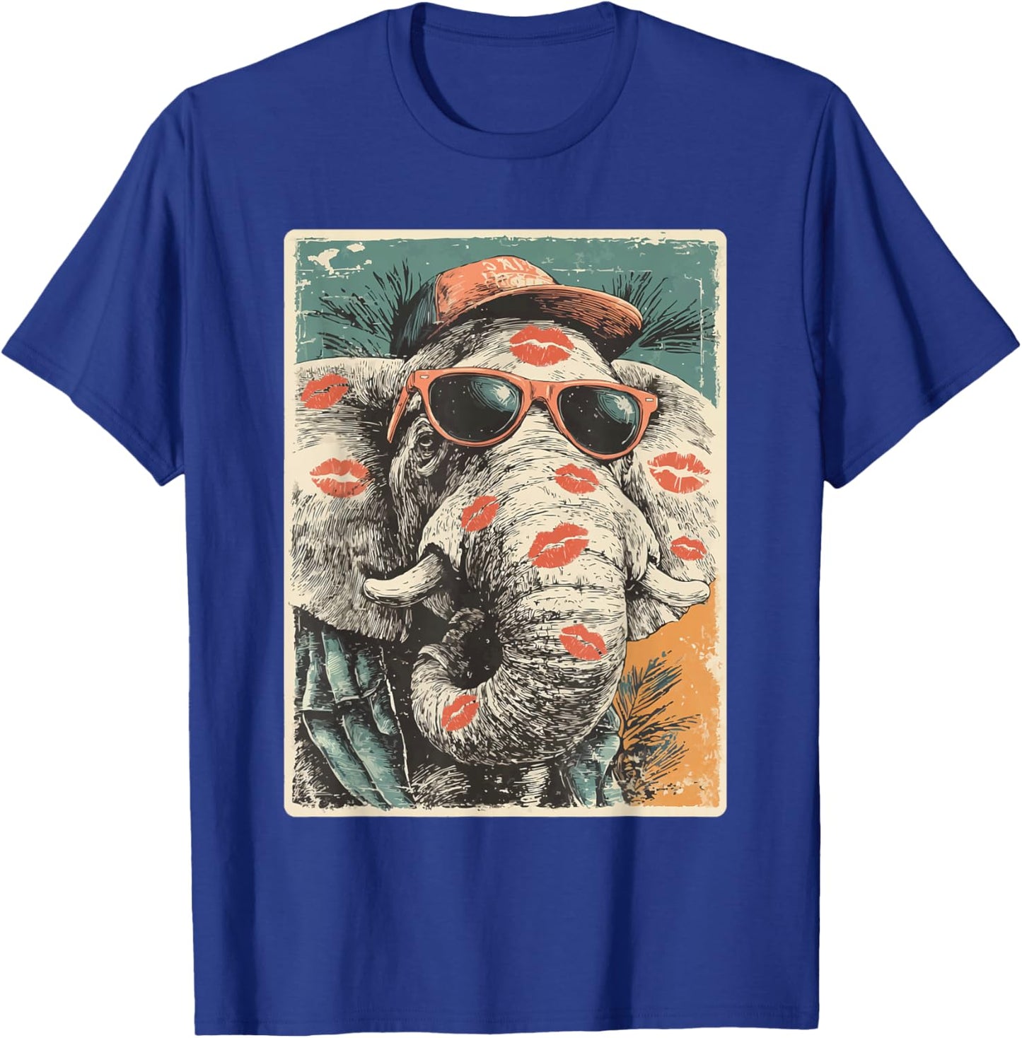 Cute Elephant with Sunglasses Kisses Valentine's Day Animal T-Shirt - T-Shirt | Royal