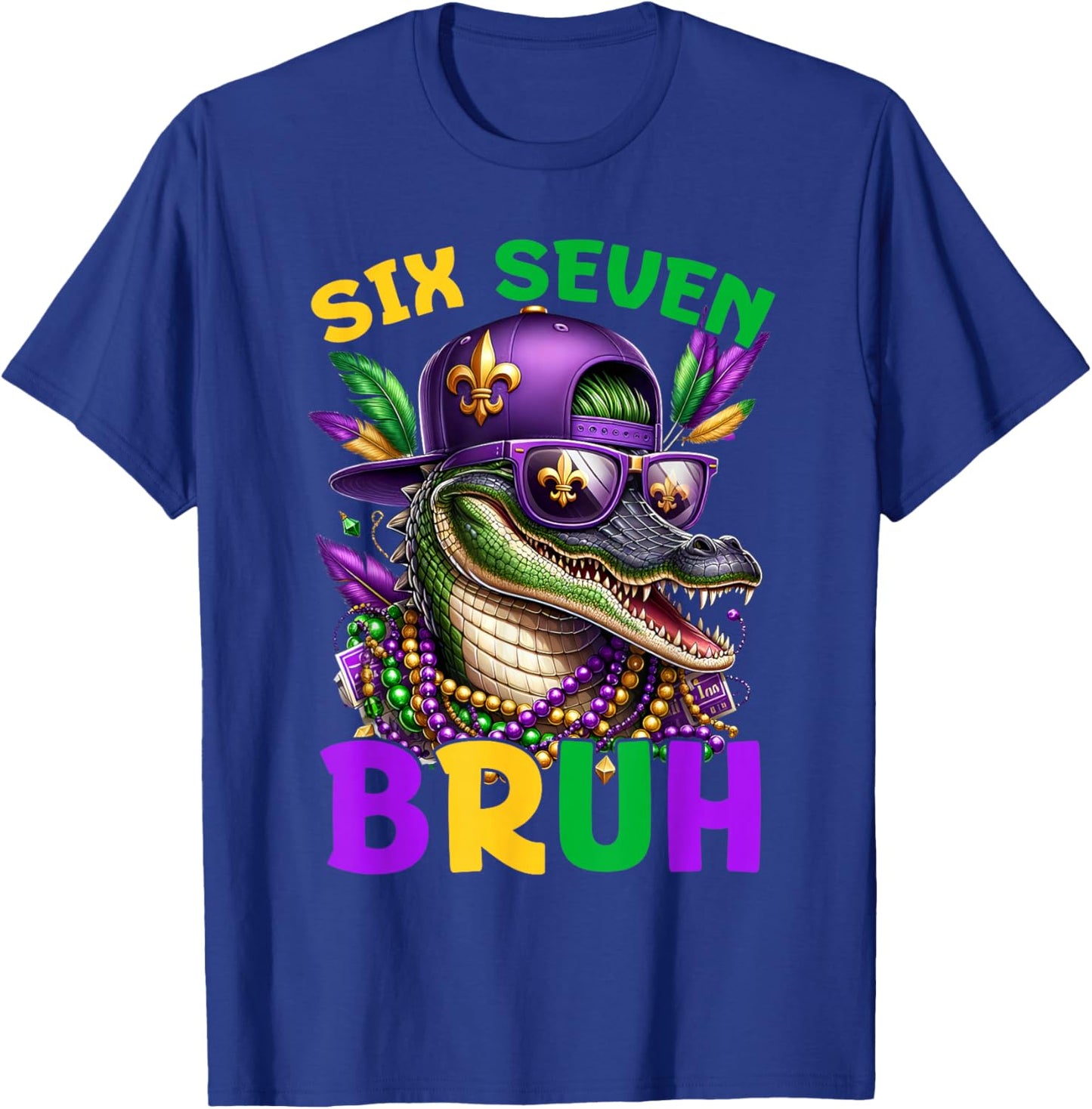 Mardi Gras Six Seven Bruh Mardigator Alligator 6 7 Meme Boys T-Shirt - T-Shirt | Royal