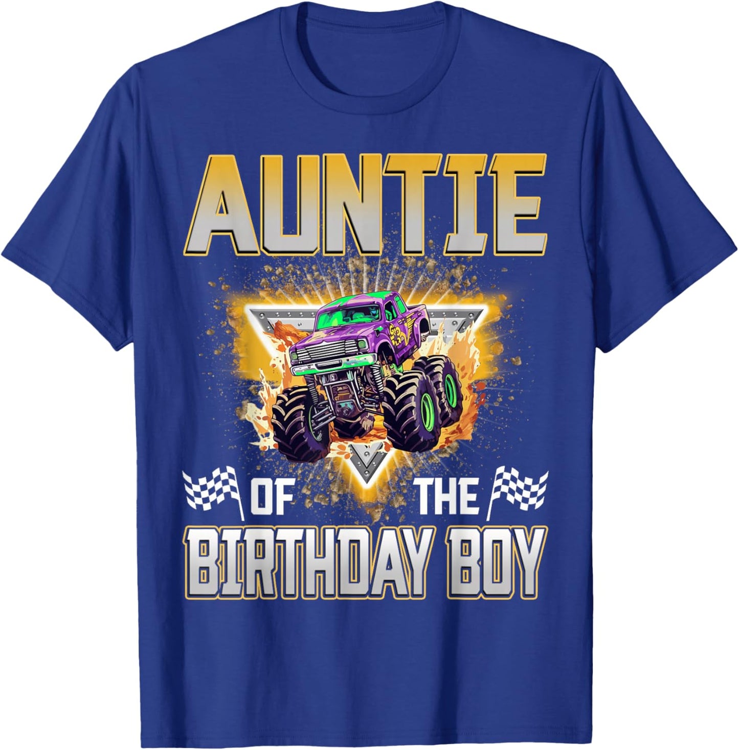 Auntie of The Birthday Boy Monster Truck Birthday Family T-Shirt - T-Shirt | Royal