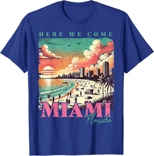 Miami Beach Florida Family Vacation Surfer FL Trip Souvenir T-Shirt - T-Shirt | Royal