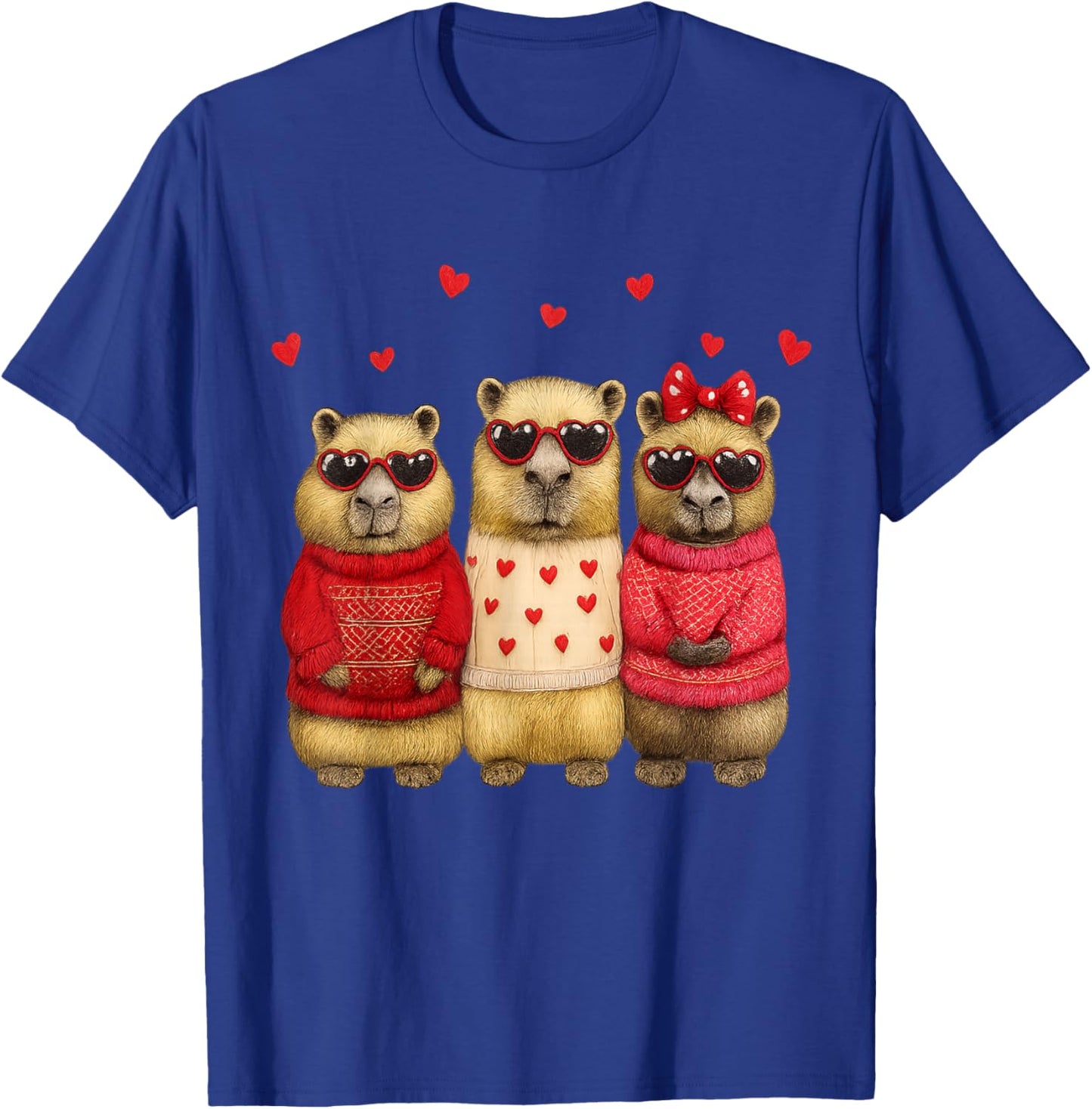 Valentine Day Lovely Capybara Love Heart Animal Girls T-Shirt - T-Shirt | Royal