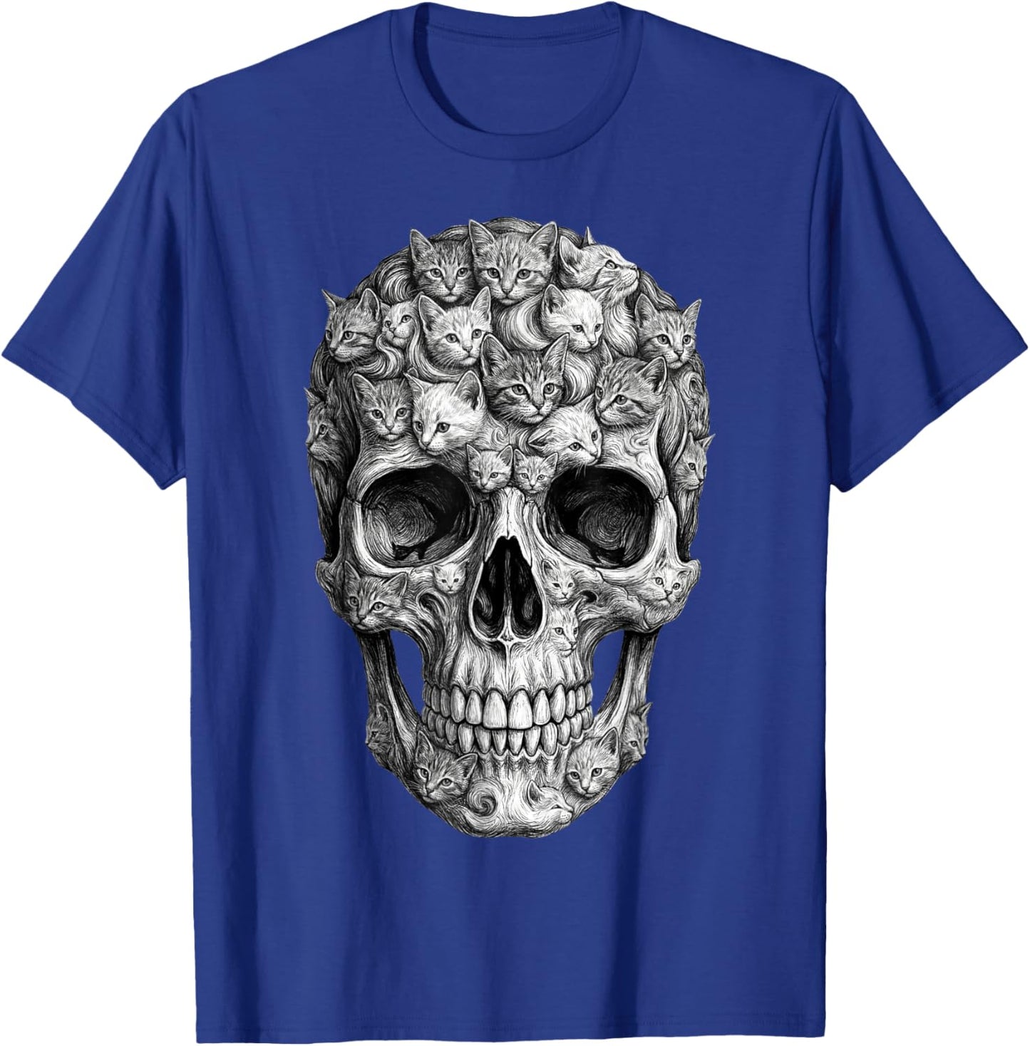 Skull But It's Cats Kitty Skeleton Halloween Cat Skull T-Shirt - T-Shirt | Royal