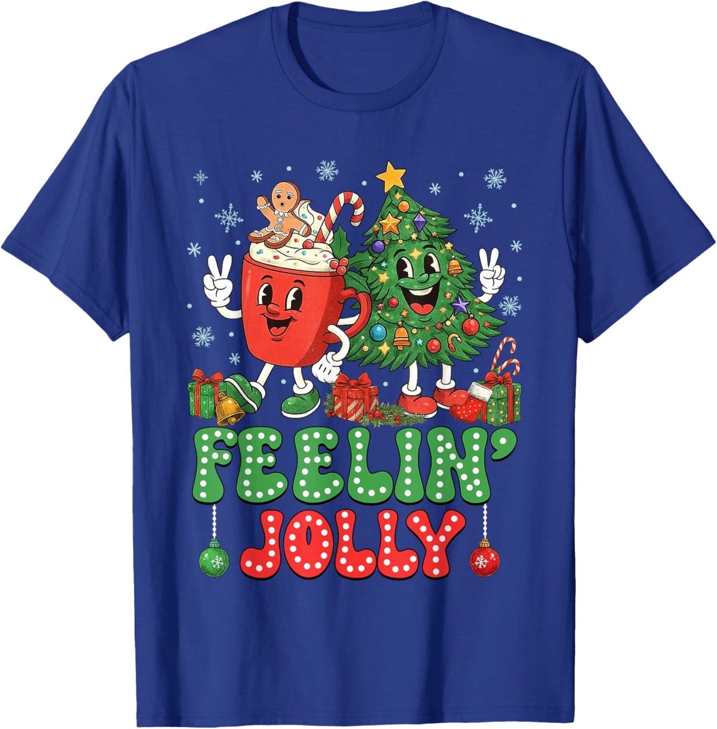 Retro Christmas Feeling Jolly Xmas Tree Coffee Latte Kids T-Shirt - T-Shirt | Royal