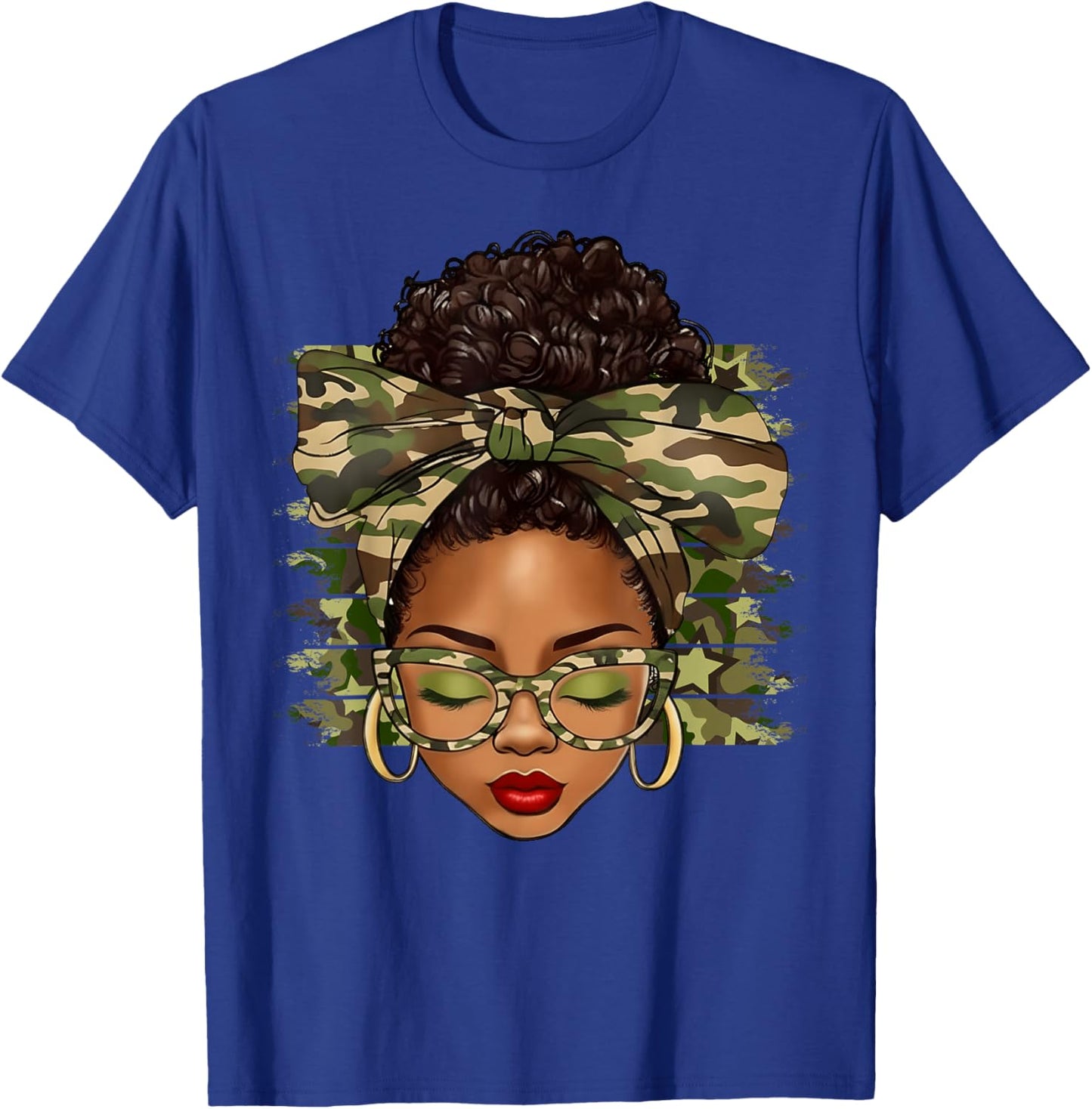 Black History Month Afro Black Women Camo African Pride T-Shirt - T-Shirt | Royal