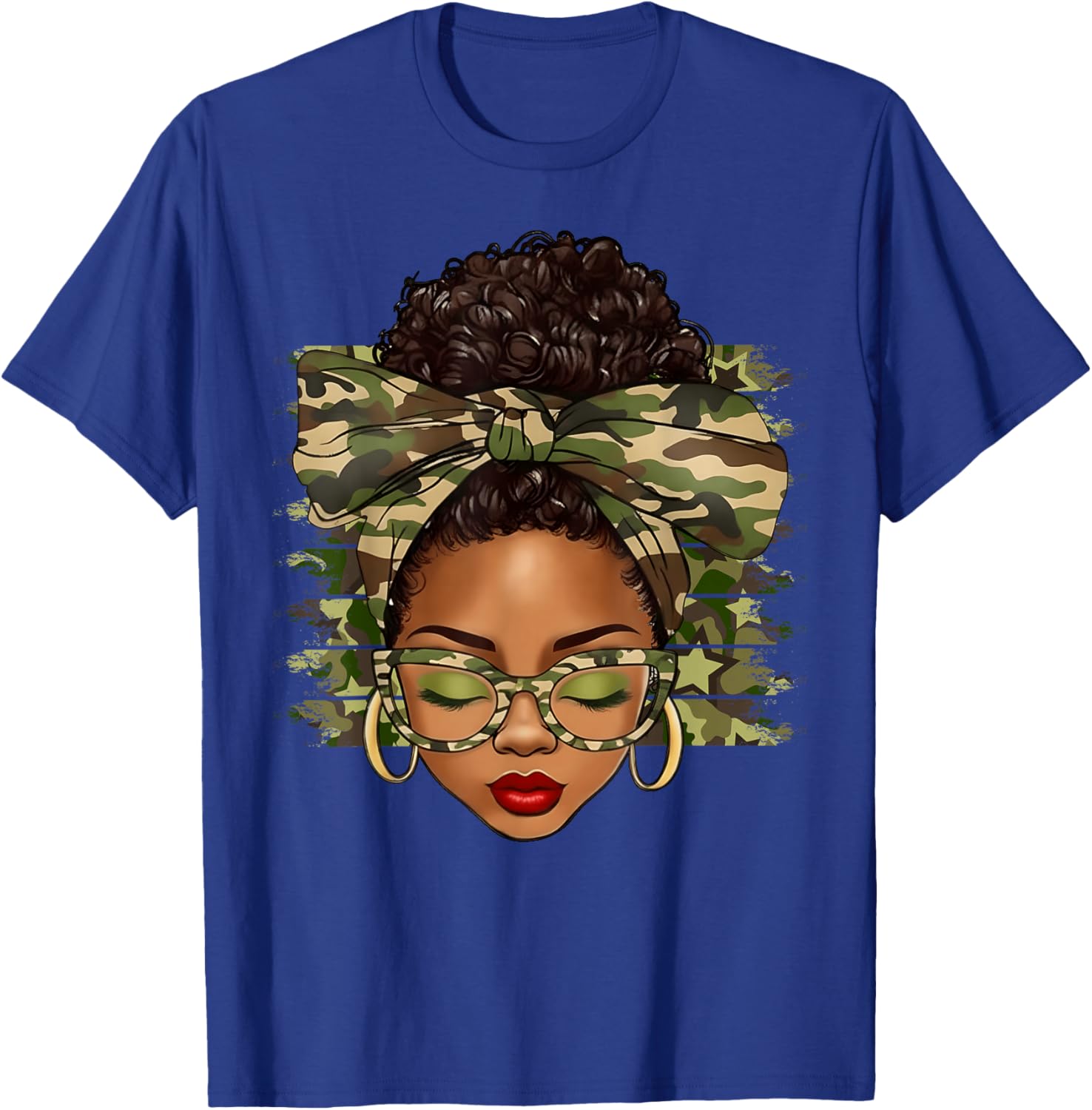 Black History Month Afro Black Women Camo African Pride T-Shirt - T-Shirt | Royal