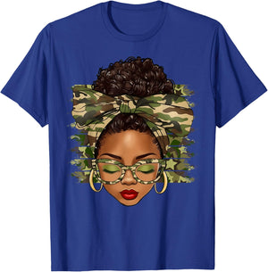 Black History Month Afro Black Women Camo African Pride T-Shirt - T-Shirt | Royal