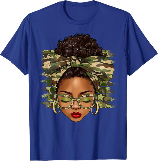 Black History Month Afro Black Women Camo African Pride T-Shirt - T-Shirt | Royal