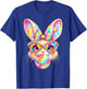 Rainbow Bunny Tie Dye Easter Coquette Bow with Sunglasses T-Shirt - T-Shirt | Royal