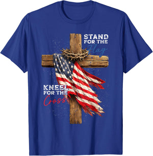 USA Flag Religious 4th of July Christian Faith Men Women T-Shirt - T-Shirt | Royal